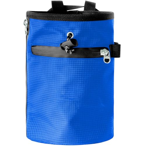 Rock Climbing Chalk Bag & Zippers Pockets Adjustable Bouldering Bucket for Gym, Gymnastic Rock - color: Sky blue
