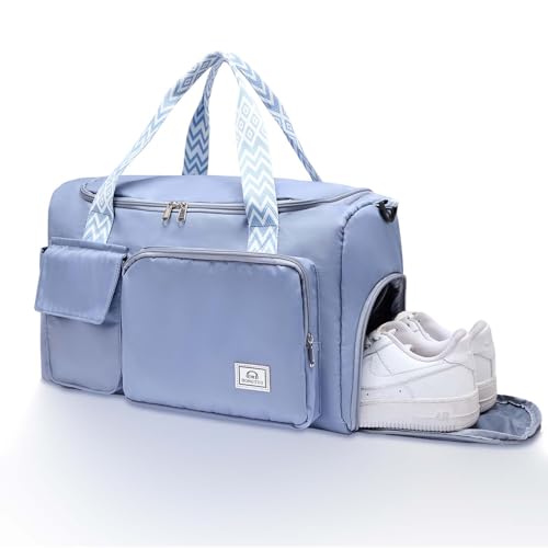 Small Gym Bag for Women, Travel Duffle Bag Carry On Weekender Bag with Shoe Compartment - color: 31#Blue, style: Gym Bag&toiletry Bag