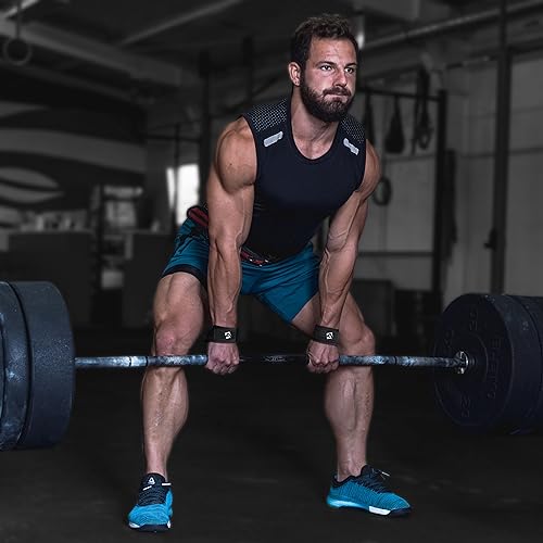 AQF Weight Lifting Straps, Padded Cotton Gym Wrist Straps for Deadlifts | 23" Extra-Long, Heavy-Duty Webbing, 5mm Neoprene Cushioning, Open-Loop Design, Sold as Pair, Ideal for Rows & Pull Workout - color: Black Gel Padded