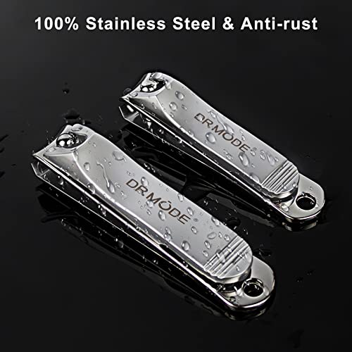 DRMODE Finger Nail Clippers Adult, 2 Pack Large & Small Nail Clippers Set for Men Wome Fingernail Toenail, Stainless Steel Sharp Toenail Clippers Travel Nail Cutter Timmer with Case - style: 2 Pack