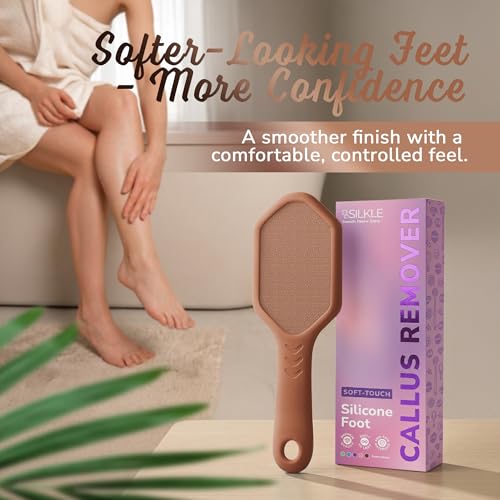 SILKLE Nano Glass Foot File - Foot Callus Remover for Feet & Foot Scrubber | Silicone Grip for Non-Slip Control - Foot Scrubber for Dead Skin, Heel Scraper for Cracked Heels & Foot Exfoliator - Brown - style: Brown