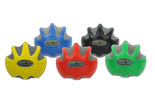 CanDo 10-1975 Digi-Squeeze Hand Exerciser, Small without Rack, Yellow through Black, 5-piece Set - color: Set of 5 Pieces (Yellow, Red, Green, Blue, Black), No Rack, size: Small