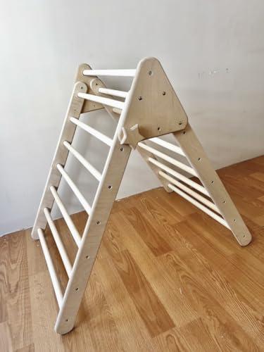 Montessori Wooden Climbing Triangle for Kids | Foldable Indoor Climbing Frame for Children & Toddlers | Wooden Playground Equipment (Large) - style: Large