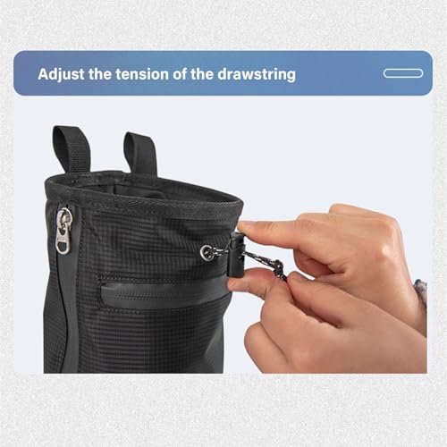 Chalk Bag for Rock Climbing, Bouldering Chalk Bucket with Waist Strap Watertight Zippered Pocket Equipment