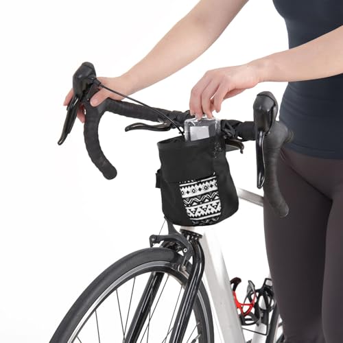 RiToEasysports Chalk Bag, Large Capacity Rock Climbing Wide Mouth Chalk Bag with Front Pocket for Bouldering Gym Training - size: Large Black