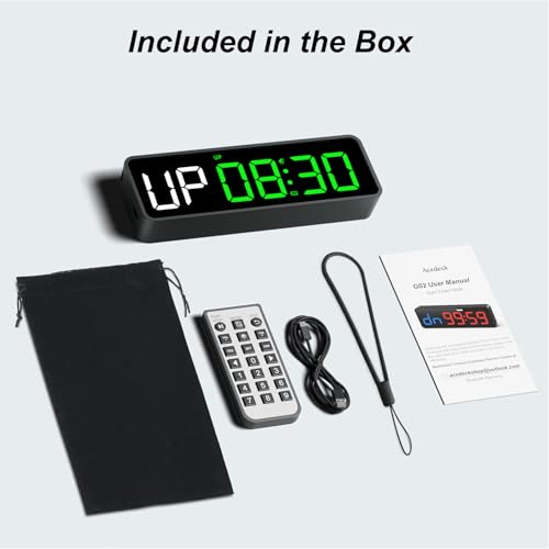 Portable Gym Timer Clock: Fitness Digital Clock with Strong Magnet | Remote Control for Fitness Enthusiasts - Powerful Battery for Home Gym Garage Boxing Crossfit - color: Green+black