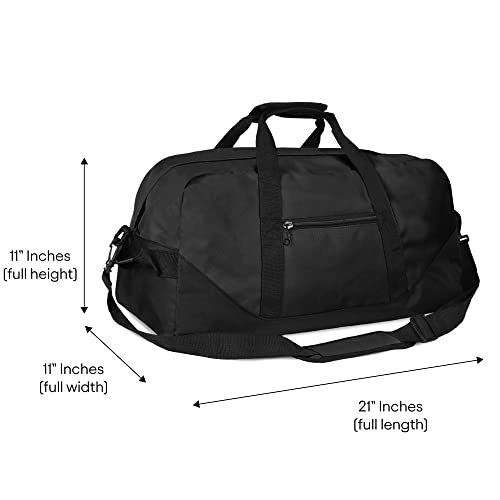 21" Large Duffle Bag with Adjustable Strap - color: Black