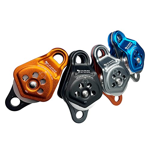 30kN Upgraded Rescue Double Pulley Sheave with Swing Plate,CE High Strength Pulley for Backyard Zipline, Climbing, Rock Rescue Lifting, Hauling, Fit Rope up to 13 mm/Holds Up to 6750lbs,Blue - color: Blue