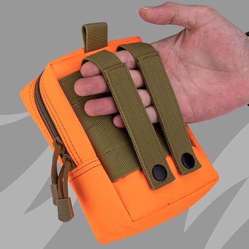 2 Pack Tactical Molle EDC Pouch Multi-Purpose Compact Pack Water-Resistant Utility Pouch with Flag Patch - color: Orange