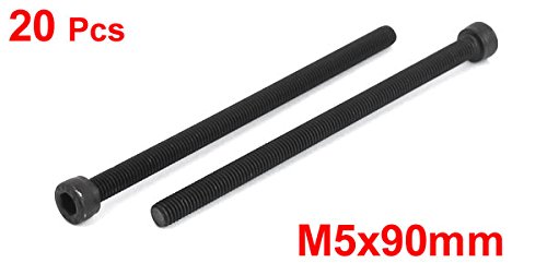 uxcell M5x90mm Hex Bolt Socket Head Cap Machine Screws Fasteners Black 20Pcs - size: M5 x 90mm