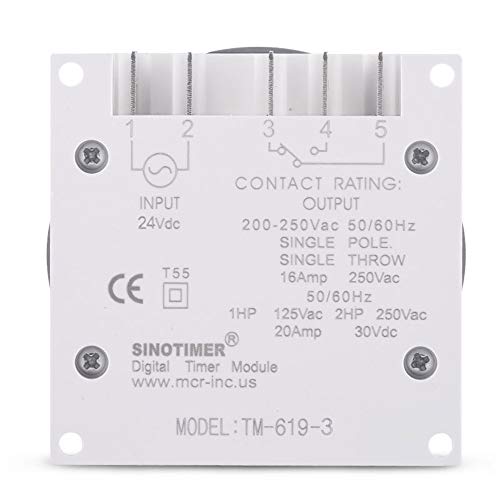 TM619 Timer Switch Digital LCD Power Timer Switch Weekly Programmable Thinner Model 16A 1NO+1NC (TM619-3 24V)