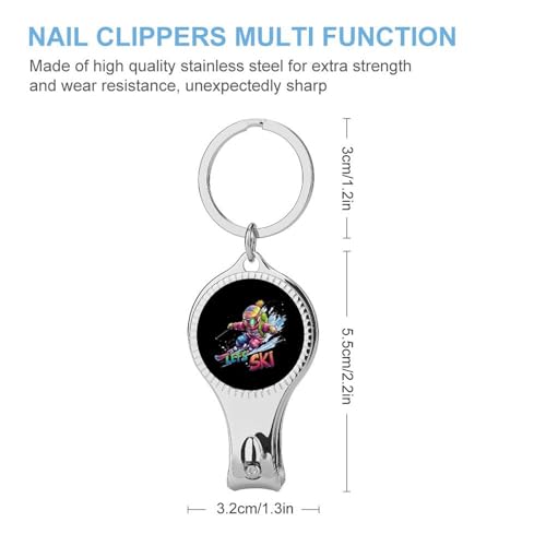 Ski Skiing Sports Nail Clipper with File Portable Metal Fingernail with Key Ring for Traveling Home Office