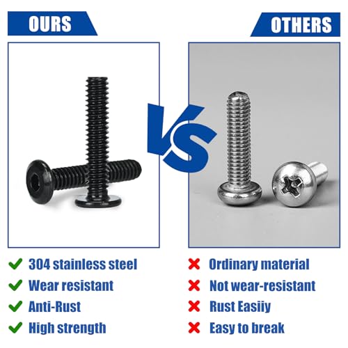 50 Pcs 1/4-20 x 1-1/4 Flat Head Hex Socket Cap Screws Bolts,Black Oxide 304 Stainless Steel 18-8,Allen Socket Drive,Fully Machine Thread (1/4-20 x 1-1/4 50pcs) - size: 1/4-20 x 1-1/4 50pcs