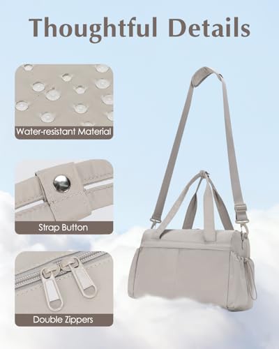 Small Gym Bag, Mini Gym Bag with Yoga Mat Holder & Wet Compartment, Camel | Yoga Mat Bag, Water Bottle Pocket, Detachable and Adjustable Shoulder Strap, Mini Duffle Bag for Workout Travel Dance - color: Puffer Camel