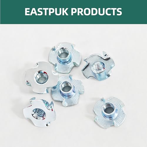 100PCS 1/4-20 T-Nuts Zinc Plated Steel Nutserts, 4-Pronged Tee Nut for Wood, Rock Climbing Holds T Nuts 1/4-20 Set for Wood Furniture - size: 1/4"-20