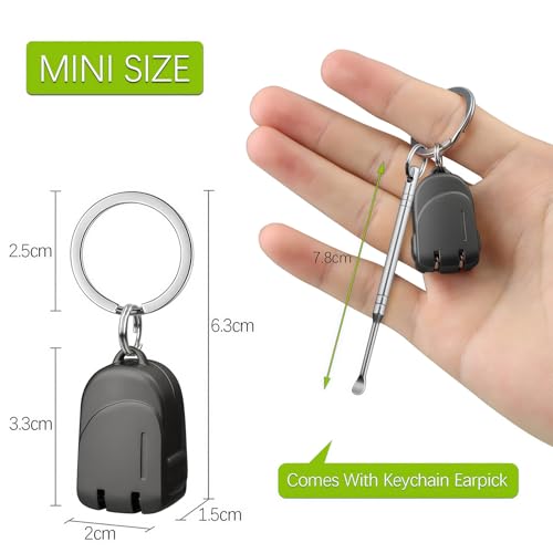 All Metal Foldable Nail Clippers, Stainless Steel Pocket Keychain Fingernail Clipper with Earpick & Keyrings, Poretable Compact Travel Nail Trimmer Cutter for Men Women Adults, Black - color: Black