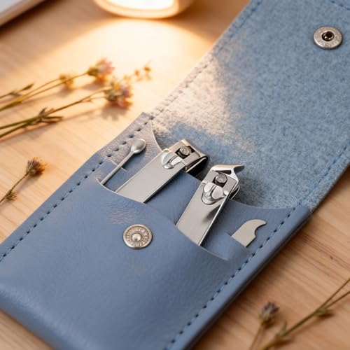 20-Piece Complete Nail Care Kit, Professional Manicure Set with Stainless Steel Tools for Home Use, Travel & Gifts | Portable Nail Clipper Kit in Blue Case(Blue) - color: Blue