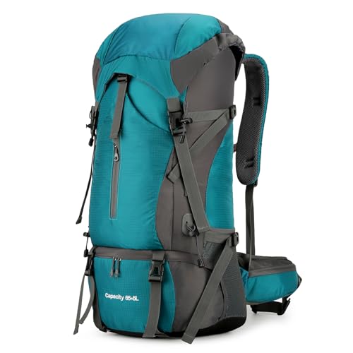 OKYUK 70L Hiking Backpack, Camping Hiking Back Pack, Water Resistant Lightweight Mountain Climbing Bag, Outdoor Camping Sport Daypack with Rain Cover, for Travel, Touring, Cycling (Green, 70L) - color: Green