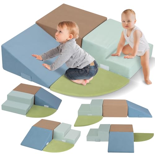 Large 4 Pcs Climbing Toys for Toddlers 1-3 Inside, Oderless & Skin-Friendly Toddler Climbing Toys Indoor, Foam Climbing Blocks for Toddlers with Velcro to Keep Them Together-Ideal Gift - color: Fashionable