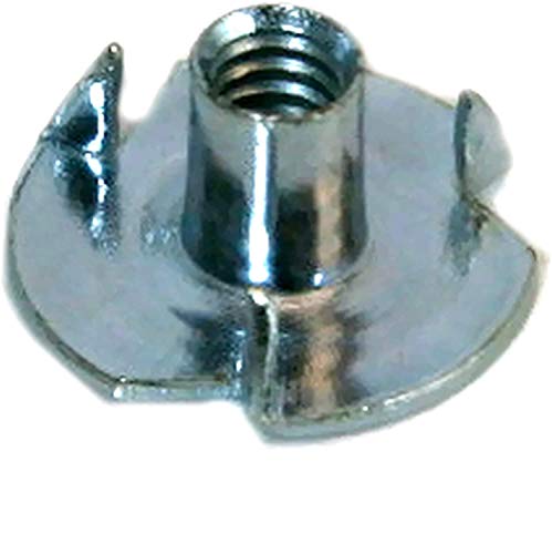 100 Pack T Nuts 1/4-20 3-Prong Zinc Plated Steel T-Nuts - 3 Pronged Tee Nut Blind Nuts 1/4"-20 x 5/16" Tee Nuts T Slot Nuts