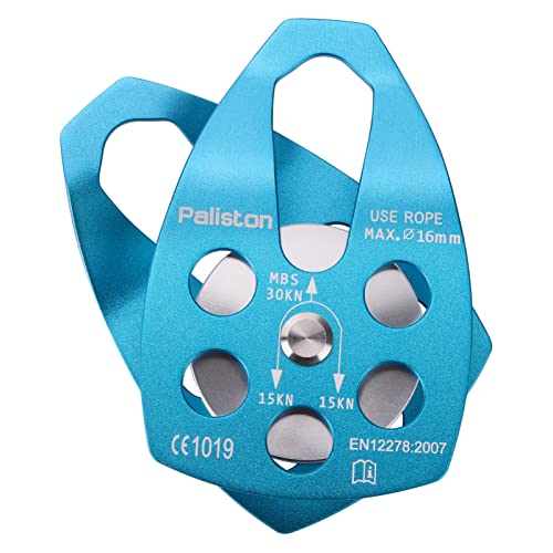 30kN Climbing Pulley with Ball Bearing for Rock Climbing Arborist - color: Blue