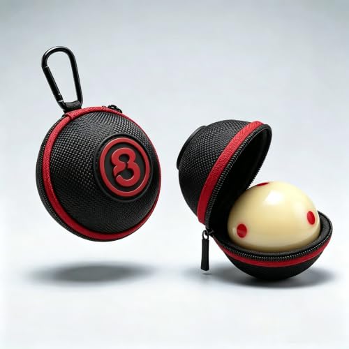 2-1/4" Professional Training Pool Billiard Ball, White Cue Ball with 6 Red Dots with Cue Ball Case - color: Red Case