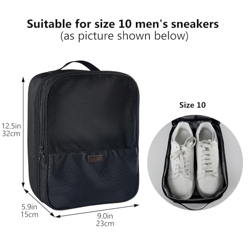 Shoe Bag for Travel,2 Layers Shoes Organizer,Honeycomb Grey | Holds 3 Pairs,Trolley Strap,Easy Clean Lining,Leak Proof,Dual Zippers - color: HoneycombBlack