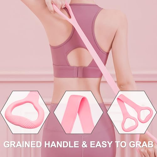 LEZER Figure 8 Resistance Band, Fitness Elastic Rope, Execrise Workout for Arm, Back, Chest and Shoulder, Yoga, Pilates, Stretching, Physical Therapy Equipment - style: Pink;20 lbs