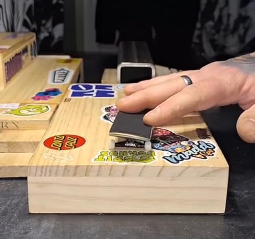 LEEFAI Pro Fingerboard Complete 34 * 96mm Maples Wood Deck,UV Printing Graphic 4.0 Trucks Regular kingpins & 5 Urethane Bearing Wheels-Op3ra V3-Bones Design