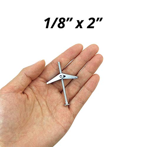 HASWARE Toggle Bolt Zinc Plated Steel and Wing Nut for Hanging Heavy Items on Drywall 1/8 x 2 (25 Pack) - size: 1/8 x 2" (25 Pack)