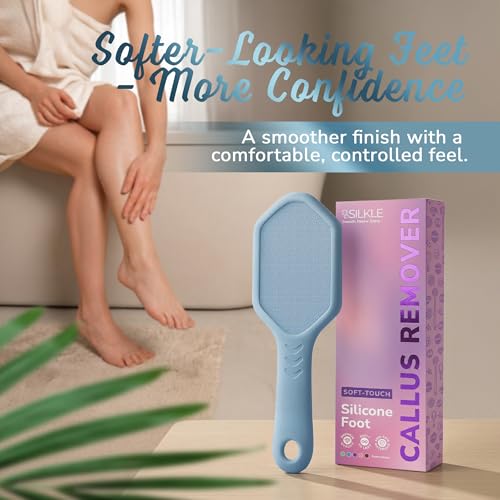 SILKLE Nano Glass Foot File - Foot Callus Remover for Feet & Foot Scrubber | Silicone Grip for Non-Slip Control - Foot Scrubber for Dead Skin, Heel Scraper for Cracked Heels & Foot Exfoliator - Blue - style: Blue