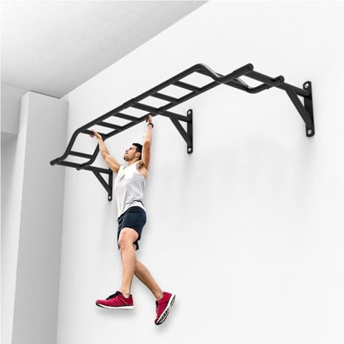 Wall Mounted Pull-Up Bar, Wall Door Bar Climbing Ladder Sandbag Rack, Heavy Duty Steel Climbing Frame/Parallel Bars/Horizontal Bars, Home Gym Strength Training Fitness Bar