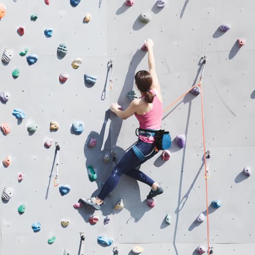 Luxshiny 2pcs Climbing Chalk Bags Large Capacity Polyester Chalk Pouches with Hard Brim and Drawstring for Rock Climbing Weightlifting Gymnastics Outdoor Activities