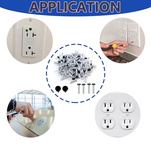50 pcs 9/16" Wall Plate Screws, Black Outlet Screws 6-32 Thread Light Electrical Cover Panel Switch Plate Screws(Black) - color: Black, size: 9/16"