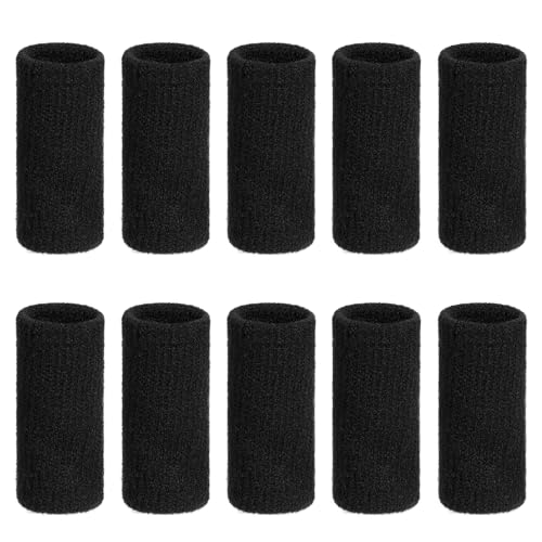 Dimeho 10 Pcs Finger Sleeves Protectors, Sport Finger Splints Elastic Thumb Splint Brace for Finger Support Finger Sleeves Compression Aid for Relieving Pain Arthritis Finger (Black)