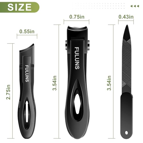Toenail Clippers for Men Thick Toenails with 16MM Wide Jaw Opening, Large Nail Clippers for Seniors Thick Nails with Long Handle, Heavy Duty Sharp Slanted Nail Cutter Gifts for Men Women Adults - style: Black Slanted Nail Clippers Set