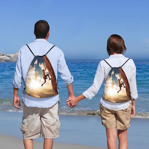 Rock Climbing Sports print Drawstring Bag Waterproof Portable Backpack Traveling Sackpack For Gym Shopping Sport Small - size: Small