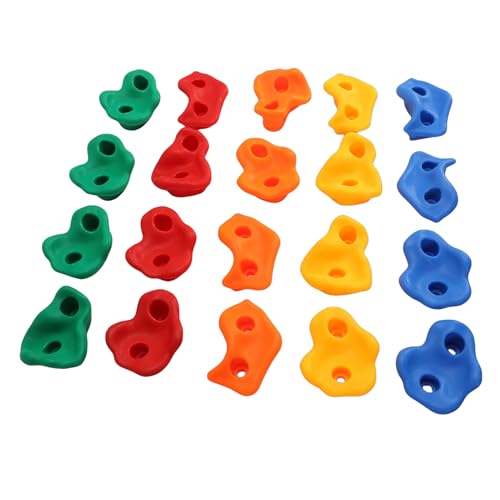 Rock Climbing Holds Set 20 Pieces PE Material Colorful Ergonomic Design - Kid Friendly Safe Grip Durable for Indoor Outdoor Wall Mounting