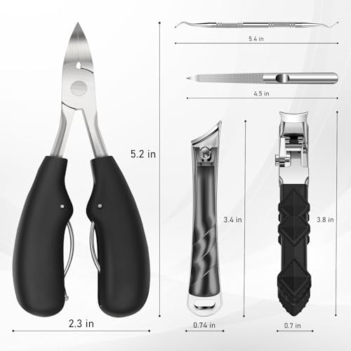 Toenail Clippers for Seniors Thick Ingrown Toenails, Large Angled Nail Clippers for Men with Catcher, Heavy Duty Slanted Fingernail Clipper Long Handle Nail Cutter Gifts for Men Women Adults - style: Black Nail Clippers Set