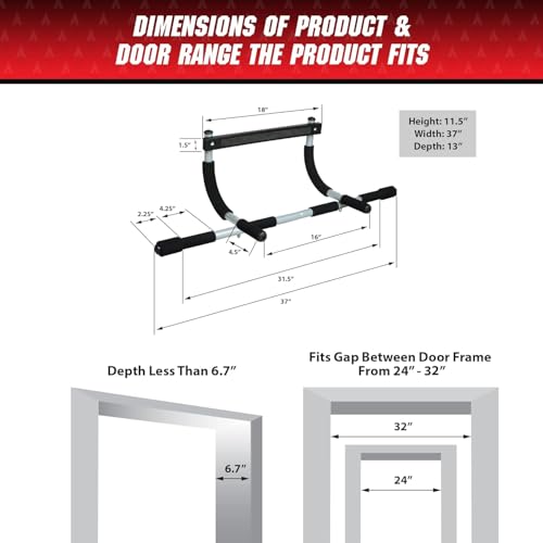 Iron Gym Pull-Up Bar - Total Upper Body Workout Bar for Doorway, Adjustable Width Locking, No Screws Portable Door Frame Horizontal Chin-up Bar, Fitness Exercise - style: Iron Gym Total Upper Body Workout Bar