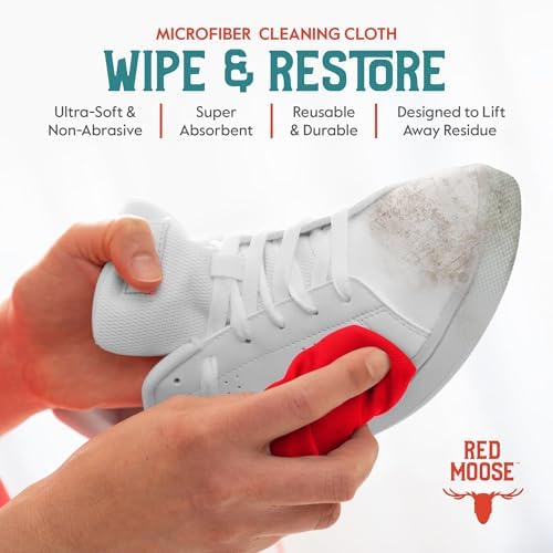 RED MOOSE Shoe & Sneaker Cleaner Kit – Leather, Suede, Nubuck, Canvas & White Shoes with Brush, Foam & Cloth, Made in USA - color: 3 Pcs Sneaker Kit-black
