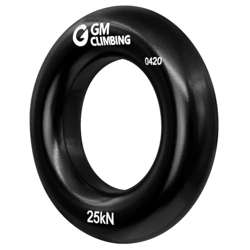 GM CLIMBING Rappel Ring 25kN for Rock Climbing Arborist Rescue Slackline Hammock - color: Small Black_2 Pack