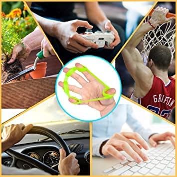 Finger Exerciser, Hand Grip Strengthener, Grip Strength Trainer (6 PCS)*New Material*Forearm Grip Workout, Finger Stretcher, Relieve Wrist Pain, Carpal Tunnel, Trigger Finger, Mallet Finger