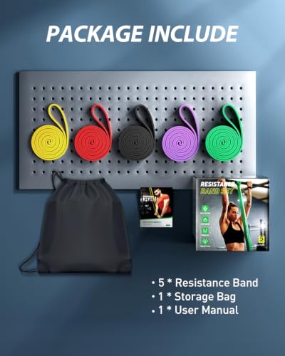 Dapofajo Resistance Bands for Working Out: Silicone 5-Level Exercise Bands, 3X Tear-Resistant, Pull Up Assistance - Physical Therapy & Strength Training for Men & Women
