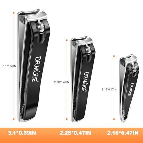 DRMODE Finger Nail Clippers Adult - 8 Pack Nail Clippers Set for Men Women with Nail File, Sharp Stainless Steel Fingernail & Toenail Clippers Curved Cutter Trimmer - style: 8 Pack -Black