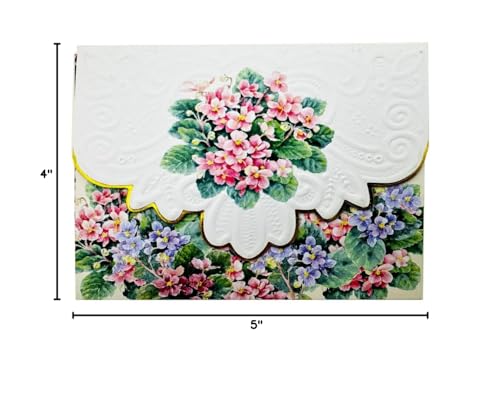 Pink and Blue African Violets Boxed Note Cards by Carol Wilson NCP2201 - color: Floral - Violets, style: 1 Gift Box Set / 10 Cards Total
