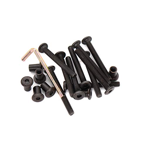 10-Pack M6x65mm Black Socket Cap Screws Barrel Nuts Kit for Crib Furniture Bed with M6 x 12mm Barrel Nuts - size: M6 x 65mm (10 pcs)