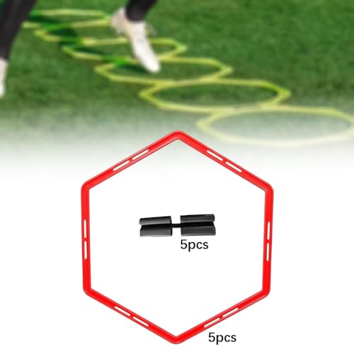 harayaa 5 Pieces Agility Training Rings Fitness Rings Ladder Training Equipment PP Material Portable for Football Basketball Tennis Badminton Rugby Suitable F - color: Red
