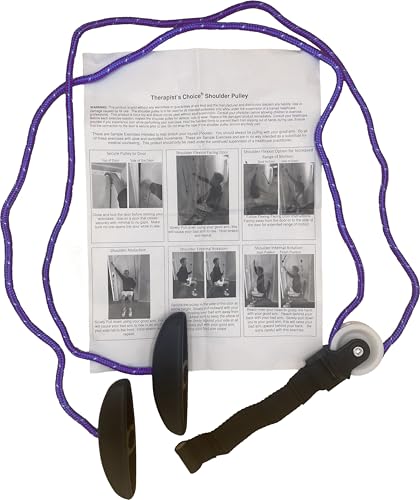 Therapist’s Choice® Shoulder Pulley, Over The Door, with Patient Guide. Aids Recovery and Rehabilitation of Shoulder, Rotator Cuff, Shoulder Pain, Frozen Shoulder, Pain Free Range of Motion (Purple) - color: Purple
