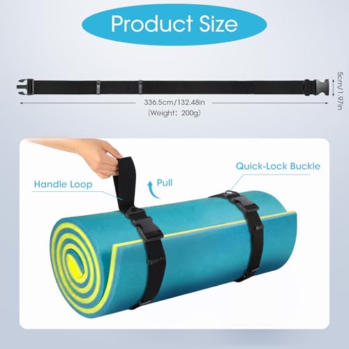 Multifunctional Floating Mat Straps with Quick Release Buckles, Suitable for Baby Pads, Yoga, and Water Activities, Reusable Fastening Strap with Pull Handle Design - 3pack